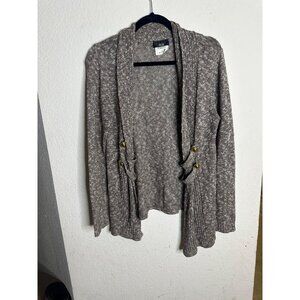 Vintage 90s Shimmery Gold Brown Cardigan USA Made Brass Button Flowy Long M